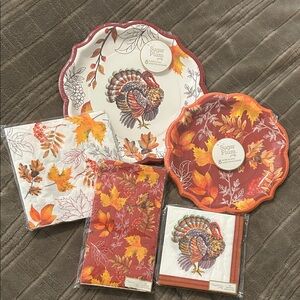 Sugar Plum Thanksgiving Turkey Paper Plates/Napkins Set